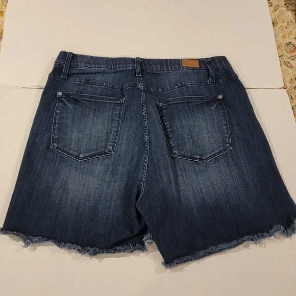 Judy Blue Jean Shorts Womens 3XL High Rise Pull On Fringed Stretch Denim Shorts - Picture 3 of 8